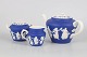 Dudson Hanley, three-piece Jasperware tea set.Classic blue and white Jasperware tea set ...
