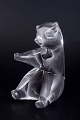 Fm Konstglas Ronneby, art glass bear cub.Naturalistically modelled bear cub in solid clear ...