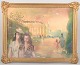 Charles Joseph Watelet (1867–1954), Pastel, Belgian Artist.An atmospheric park and urban ...