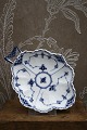 Rare, antique Blue Fluted Half Lace leaf-shaped small dish with handle. Decoration number. ...