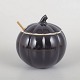 Aluminia, jam jar with spoon.Lidded jam jar by Aluminia from the “Confetti” series, made in ...
