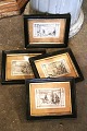 4 Swedish 19th century engravings of The 4 Seasons in 19th century black painted wooden frames ...