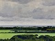Lars Swane (1913-2002), Oil painting on canvas, Open landscape with sea / fjord, distant horizon ...