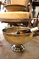Large old French wine / champagne cooler in brass with silver-plated base and a fine patina. H: ...