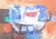 Scandinavian artist, oil on canvas, 1960s.Abstract modernist composition executed in oil on ...