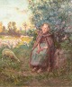 Victor Marec, oil on canvas, listed French artist.Atmospheric figurative landscape depicting ...