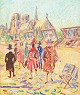 Erik Larsen, Notre-Dame in Paris, oil on canvas, listed Danish artist.Colourful and ...