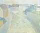 Pierre Forssell, modernist cityscape, listed Swedish artist and designer.Modernist cityscape ...