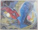 Orla Muff, Composition with figure and lobster, listed Danish visual artist.Figurative ...