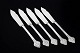 Evald Nielsen, set of five fish knives.Set of five hand-hammered fish knives in 830 silver, ...