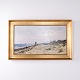 Oil painting on canvas by Alfred Olsen (1854–1932) depicting a coastal scene from Hornbæk. The ...