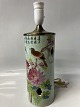 Chinese table lamp with pink flowers, green leaves, a ...