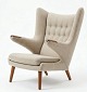 Super Beautiful Newly Upholstered Pappa Bear Chair in Hallingdahl Wool. Teak Nails and Oak Legs