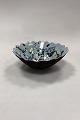 Ceramic Bowl by Jens Kobaek. Glazed inside in brown, yellow and light blue shades. Dark brown ...