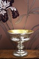 French 19th century bowl on foot in Mercury glass with fine etched decoration with birds and ...