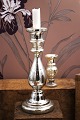 Large 19th century candlestick in Mercury Glass with old patina. Height: 25.5cm. Foot Dia.: 11cm.