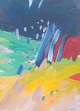 Lars Bertle, “Mot skogen”, Swedish modernist.Vibrant, abstracted landscape executed in oil ...