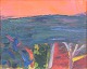 Lars Bertle, “Afton, Rhodos”, Swedish modernist.Vibrant, abstracted landscape executed in ...