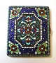 Russian silver box with enamel (916). Length 8.6 cm. Width 7.2 cm.