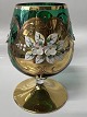 Cognac shot glass with green floral motif.Height 12.0 cm.Nice and well-maintained condition.
