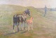 Johannes Resen Steenstrup, oil on canvas, listed Danish artist.“Landscape with a farmer ...