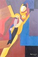 Stig Brynell, abstract composition, oil on canvas, Swedish artist.Colourful abstract ...