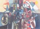 Kåre Lem, abstract composition, oil on canvas, listed Danish artist.Colourful abstract ...