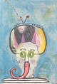 Wojciech Kwaśniewski, “Devil”, colour lithograph, listed Polish artist.Imaginative and ...