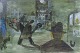 Sören Andersson (f. 1941), cityscape, oil on board, listed Swedish artist.Modernist urban ...