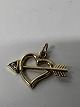 Heart with arrow inlaid with a zircon for Charms / Pendants 14 carat Gold.Stamped ...