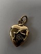 Heart with inlaid diamond for Charms / Pendants 14 carat Gold.Stamped 585.Height with ...