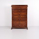 Tall antique mahogany chest of drawers from the 19th century with seven drawers, strong figured ...