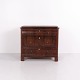 Antique mahogany chest of drawers from the 19th century, featuring three drawers with decorative ...