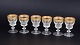 Theresienthal, Germany. Set of Six Crystal aperitif glasses with Gilt Minton Border, circa ...