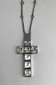Wiwen Nilsson Sterling Silver Necklace with Cross (Rock Crystal)Measures Chain 72 cm (28.35 ...