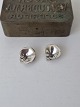 Pair of leaf-shaped vintage sterling silver clip-on earrings