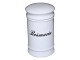 Royal Copenhagen porcelain, white spice jar with black text: Rosmarin.This product is only ...