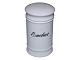 Royal Copenhagen porcelain, white spice jar with black text: Enebær.This product is only in ...