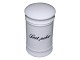 Royal Copenhagen porcelain, white spice jar with black text: Sort Peber.This product is only ...