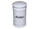 Royal Copenhagen porcelain, white spice jar with black text: Nelliker.This product is only ...
