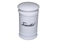 Royal Copenhagen porcelain, white spice jar with black text: Fennikel.This product is only ...