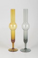 Bengt Orup for Hyllinge Glassworks, set of two art glass vases.Set of two slender art glass ...