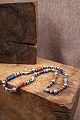 Old oriental necklace with silver and colored stone beads. Length: 50cm.