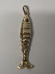 Fish with 2 red stones for Charms / Pendant 14 carat Gold.Stamped HJ 585.Height with ...