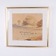 Framed Landscape with Ducks by a Lake Work on Paper 48.5 ...