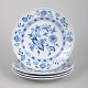 Meissen, Set of Four Deep Dinner Plates in Blue Onion Pattern.Elegant set of four deep ...