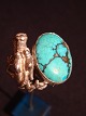 Silver Ring
with dragon 
and large 
(turquoise L: 
20 mm W: 15 mm
Ring Size: 67