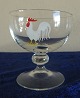 Liqueur bowls with white cock and glass tray with cock