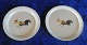 Liqueur bowls with white cock and glass tray with cock
