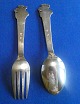 The Shepherdess and the Sweep children's cutlery in Danish gold-plated solid silver. Set spoon & fork